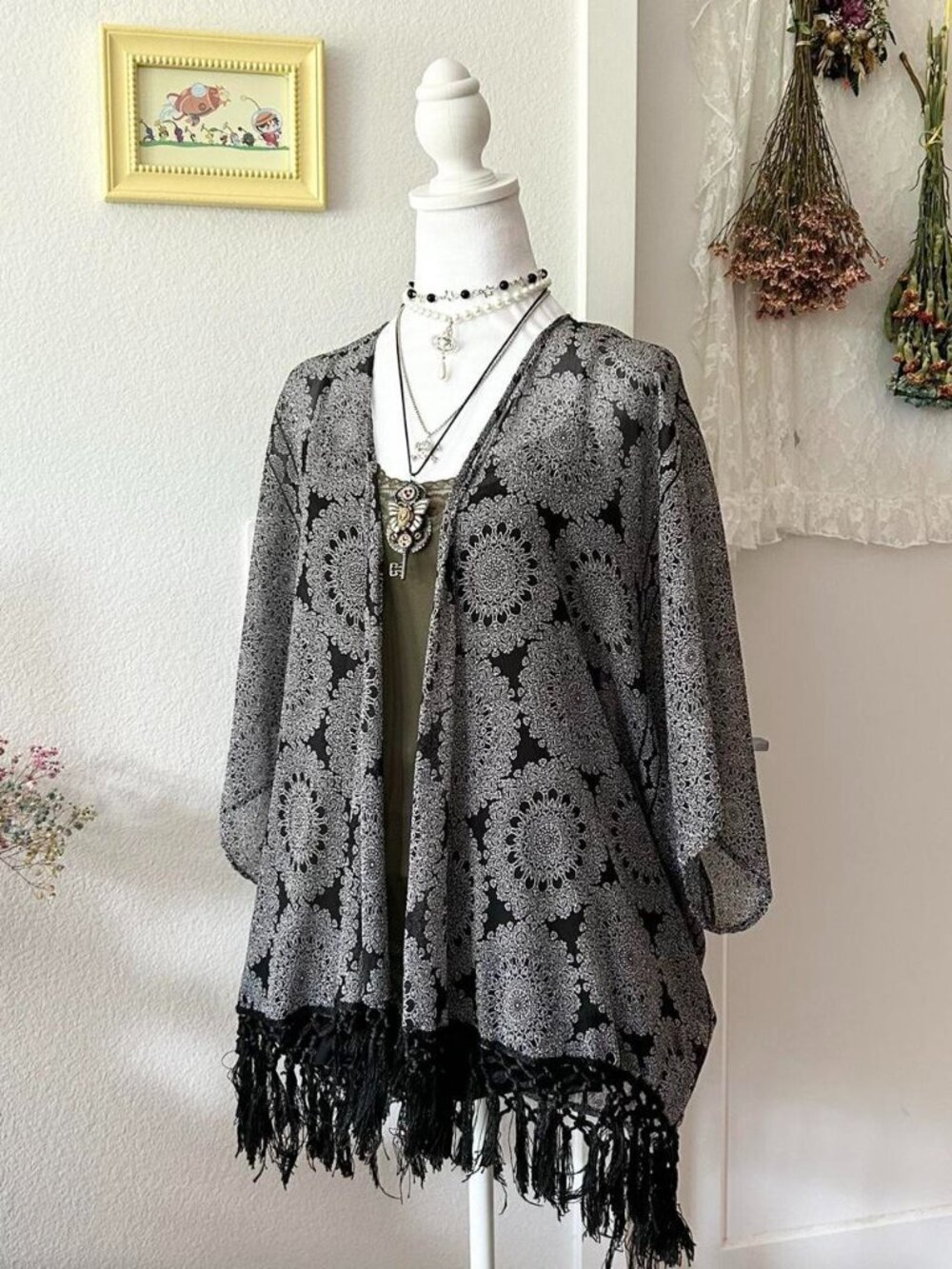 Lottie & Holly Black Sheer Chiffon Kimono Robe